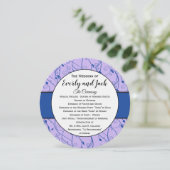 Invitation Monogramme Royal Blue Lilac Swirl Wedding Programm (Debout devant)