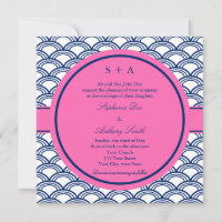 Monogramme Royal Blue, Mariage rose Seigaiha