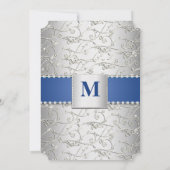 Invitation Monogramme Royal Blue Silver Swirl Mariage (Dos)