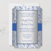 Invitation Monogramme Royal Blue Silver Swirl Mariage (Devant)