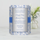 Invitation Monogramme Royal Blue Silver Swirl Mariage (Debout devant)