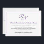 Invitation Monogramme royal violet traditionnel Mariage offic<br><div class="desc">Faire-part de mariage horizontale classique et classe avec un design simple avec vos deux monogrammes initiaux et vos noms dans une élégante calligraphie royale violet à l'intérieur d'une mince bordure. Le dos est violet solide. Ce design classique est parfait pour un mariage formel à l'automne/automne.</div>
