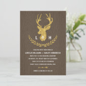 Invitation Monogramme rustique| Country Chic Stag Mariage (Debout devant)