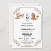 Invitation Monogramme rustique de cowboy du Mariage campagnar (Devant)