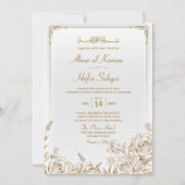 Invitation Monogramme Rustique Gold Floral Chic Mariage islam (Devant)