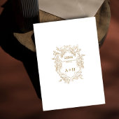 Invitation Monogramme Rustique Gold Floral Chic Mariage islam