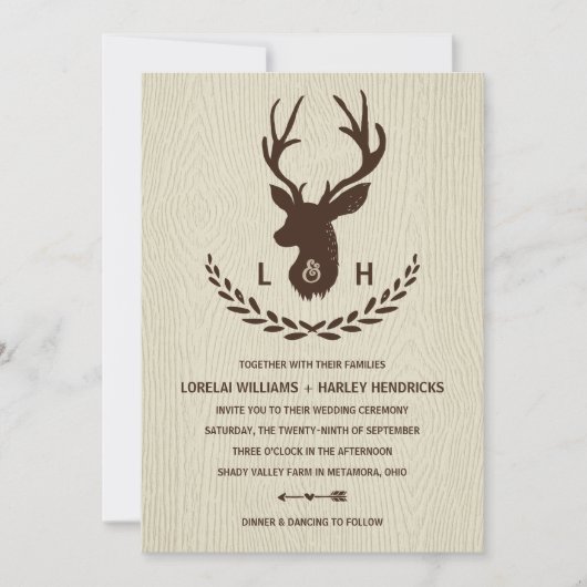 Invitation Monogramme rustique | Mariage du pays chic (Devant)