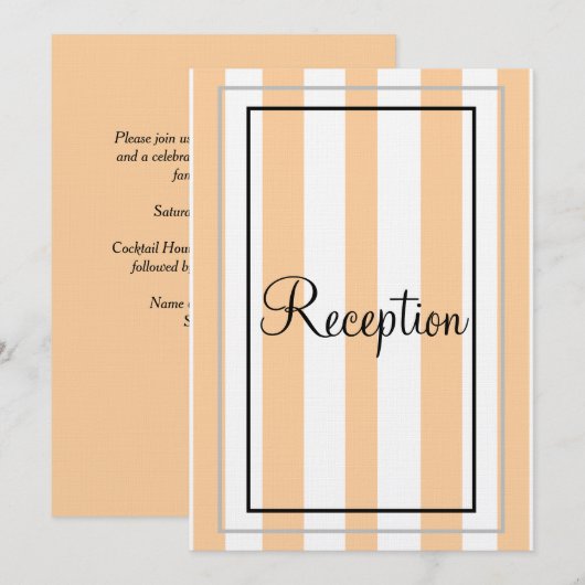 Invitation Monogramme Sandy Beach Argent Rayures Blanches (Devant / Derrière)