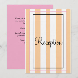 Invitation Monogramme Sandy Beach Bandes blanches Rose Récept