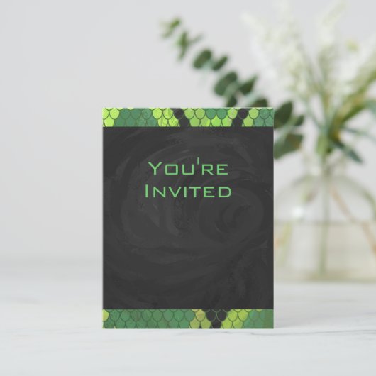 Invitation Monogramme Serpent vert et noir (Debout devant)