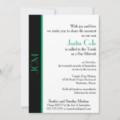 Invitation Monogramme Shamrock Vert Black Bar Mitzvah (Devant)