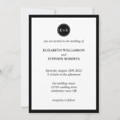 Invitation Monogramme simple | Mariage noir et blanc (Devant)