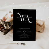 Invitation Monogramme Simple minimaliste Mariage noir