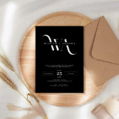 Invitation Monogramme Simple minimaliste Mariage noir