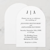 Invitation Monogramme simple moderne noir et blanc Nom du cou (Devant / Derrière)