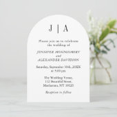 Invitation Monogramme simple moderne noir et blanc Nom du cou (Debout devant)
