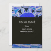 Invitation MONOGRAMME SOLAIRE, bleu turquoise noir blanc bril (Dos)