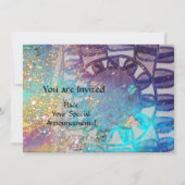 Invitation MONOGRAMME SOLAIRE, bleu turquoise vif noir blanc (Dos)