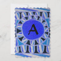 MONOGRAMME SOLAIRE Géométrique BleuTurquoise Blanc
