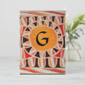 Invitation MONOGRAMME SOLAIRE, jaune orange noir blanc vif (Debout devant)