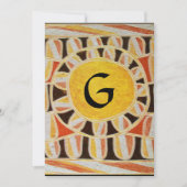 Invitation MONOGRAMME SOLAIRE, jaune rouge noir blanc marron (Devant)