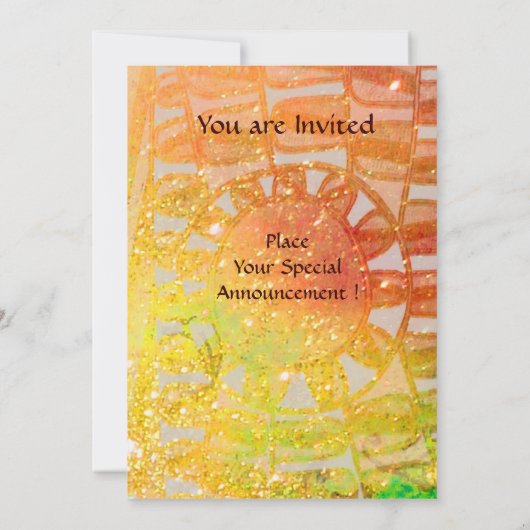 Invitation MONOGRAMME SOLAIRE, jaune vif orange noir (Dos)