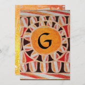 Invitation MONOGRAMME SOLAIRE, jaune vif orange noir (Devant / Derrière)