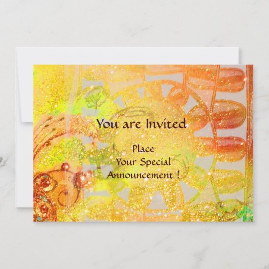 Invitation MONOGRAMME SOLAIRE, jaune vif orange noir (Dos)