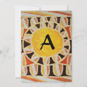 Invitation MONOGRAMME SOLAIRE, jaune vif orange noir