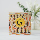 Invitation MONOGRAMME SOLAIRE, jaune vif orange noir (Debout devant)
