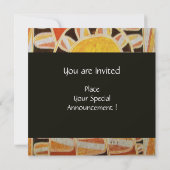 Invitation MONOGRAMME SOLAIRE, jaune vif orange noir (Dos)