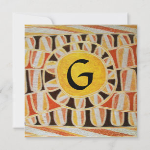 Invitation MONOGRAMME SOLAIRE, jaune vif orange noir
