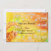 Invitation MONOGRAMME SOLAIRE, jaune vif rouge noir blanc mar (Dos)