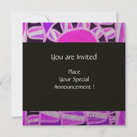 Invitation MONOGRAMME SOLAIRE, rose fuchsia noir blanc vif (Dos)