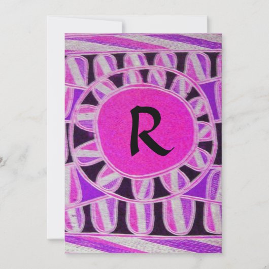 Invitation MONOGRAMME SOLAIRE, rose violet noir blanc vif (Devant)
