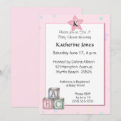 Invitation Monogramme Star Baby Blocks (Devant / Derrière)