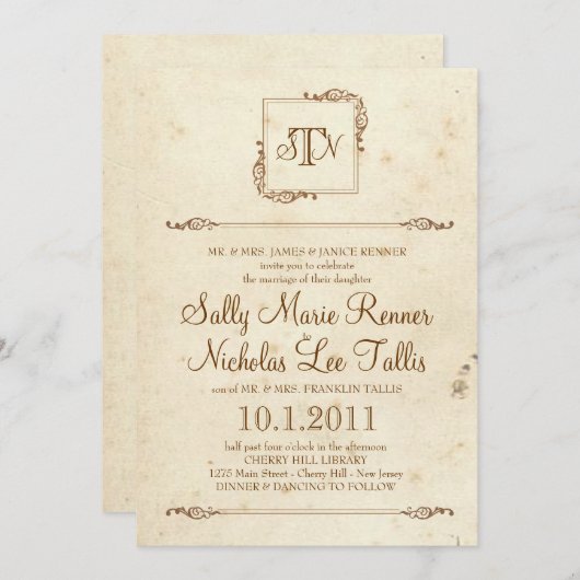 Invitation Monogramme Storybook (Devant / Derrière)