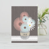 Invitation Monogramme Tin Can Peach & Blue Daisers (Debout devant)