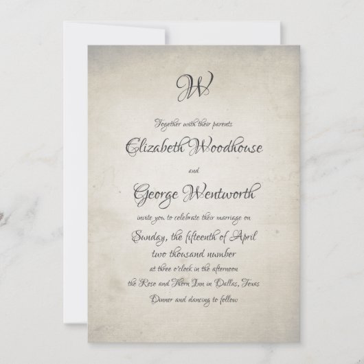 Invitation Monogramme Tourbillonnant| Mariage de calligraphie (Devant)