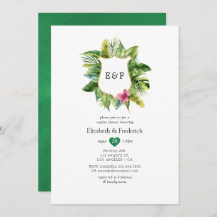 Invitation Monogramme Tropical Summer Beach Couples Douche