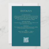 Invitation Monogramme Turquoise Aqua Turquoise QR Code Mariag (Dos)