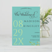 Invitation Monogramme turquoise 💍 Élégance géométrique moder (Debout devant)