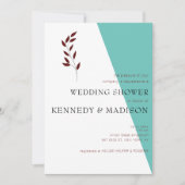 Invitation Monogramme turquoise 💍 Fête des mariées géométriq (Devant)