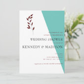 Invitation Monogramme turquoise 💍 Fête des mariées géométriq (Debout devant)