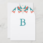 Invitation Monogramme Turquoise Pêche rouge Orange Mariage (Dos)