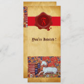INVITATION MONOGRAMME UNICORN FLORAL PARCHMENT RED WAX SEAL (Devant / Derrière)