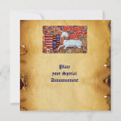 INVITATION MONOGRAMME UNICORN FLORAL PARCHMENT RED WAX SEAL (Dos)