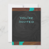 Invitation Monogramme Vache Impression Brown et Turquoise (Devant)