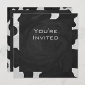 Invitation Monogramme vache noir et blanc (Devant / Derrière)