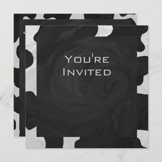 Invitation Monogramme vache noir et blanc (Devant / Derrière)